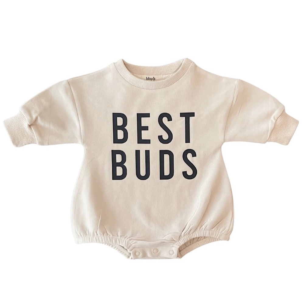 OAT | Blush Lotus “BEST BUDS” Organic Baby Bubble Sweater Romper